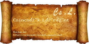 Csincsák Lóránt névjegykártya